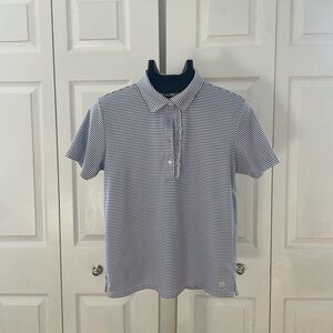 Tory Sport Navy and White Striped Polo Shirt